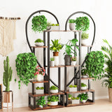 6 Tier Metal Plant Stand, Creative Half Heart Shape Ladder Plant Stands for Indoor Plants Multiple, Black Plant Shelf Rack