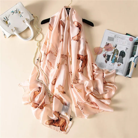 Van Gogh Oil Painting Silk Scarf Women Luxury Brand Apricot Floral Print Hijab Bandana Foulard Femme Shawl Soft Bufanda Mujer