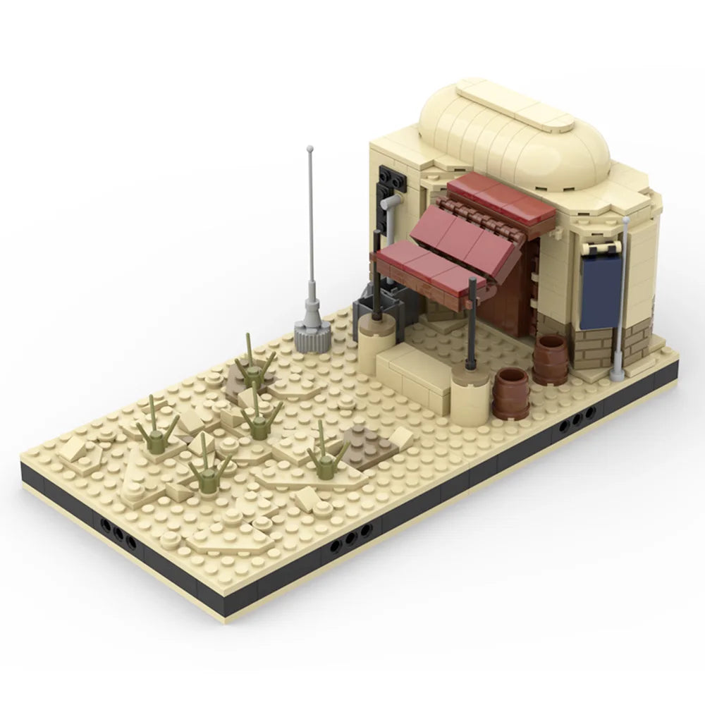 MOC Space Wars Desert Power Plant Desert Village Eisley-Cantina Slums Home Architecture Building Building Block for Child Gfit