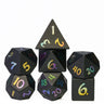 Cusdie 7Pcs Obsidian Dice DND Handmade 16mm D4-D20 Polyhedral Gemstone Dice Set with Leather Box D&D Dices for RPG Collection