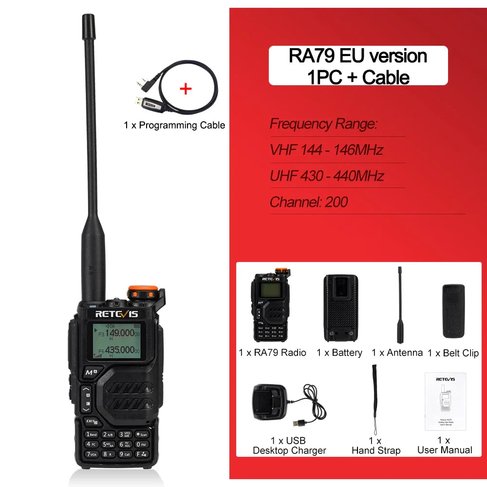 Retevis RA79 Aviation Band Walkie Talkie AM FM Airband Two Way Radio USB C Charge Ham Radio Quansheng UVK5 uvk5 Walkie-talkie