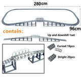 City Trains Track Rail Bricks Model straight curved soft Flexible Switch Uphill Tracks Railway  Building Blocks kids Toys