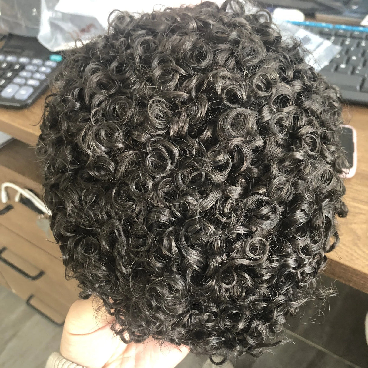 Undetectable Afo Man Jet Black 18mm Curly Micro Skin Base Men Toupee Natural Hairline Man's Curly Human Hair Prosthesis System