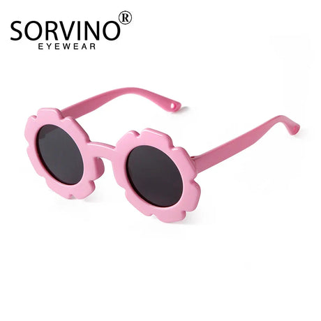 SORVINO Vintage Kids Sunglasses Child Sun Glasses Round Flower Baby Children UV400 Polarized Sunglasses Girls Boys Party Shades