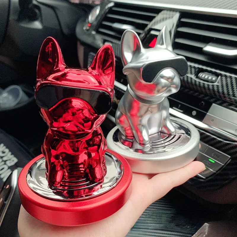 Car Ornament Metal Shake Head French Bulldog Diamond Fragrance Purified The Car Inside Air Condition Accessories Interior Woman