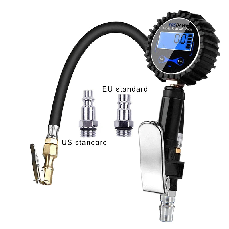 Car Tire Pressure Gauge Air Inflator US/EU Vehicle Tester Monitoring Manometer Motorcycle Bike LCD Digital Test Inflation