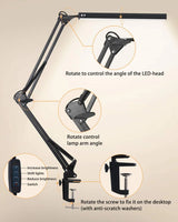 LED Desk Lamp With Clip, Desk Lamp With Eye Care, Office Light With Adjustable Brightness  3 Lighting Modes, 10 Brightness