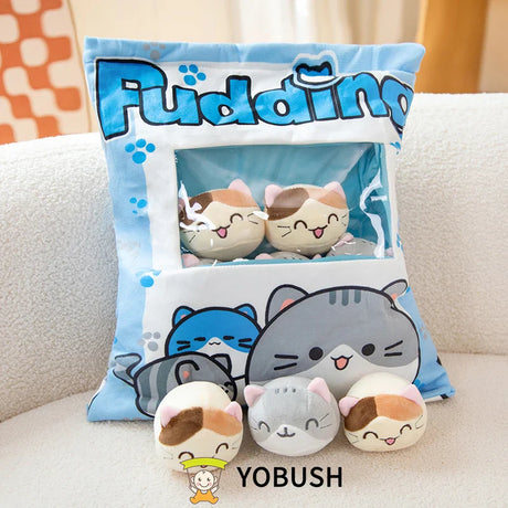 Cartoon Ramen Puff Cookie Bag Bubble Tea Plush Pillow Stuffed Kawaii Animals Axolotl Yellow Duck Bat Bunny Small Balls Candy Bag