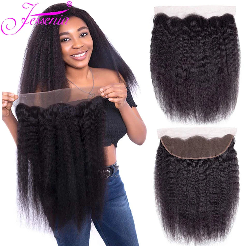 Kinky Straight Bundles With Closure 12A Raw Indian Yaki Straight Human Hair Bundles With HD Lace Unice Hair Bundles With Frontal