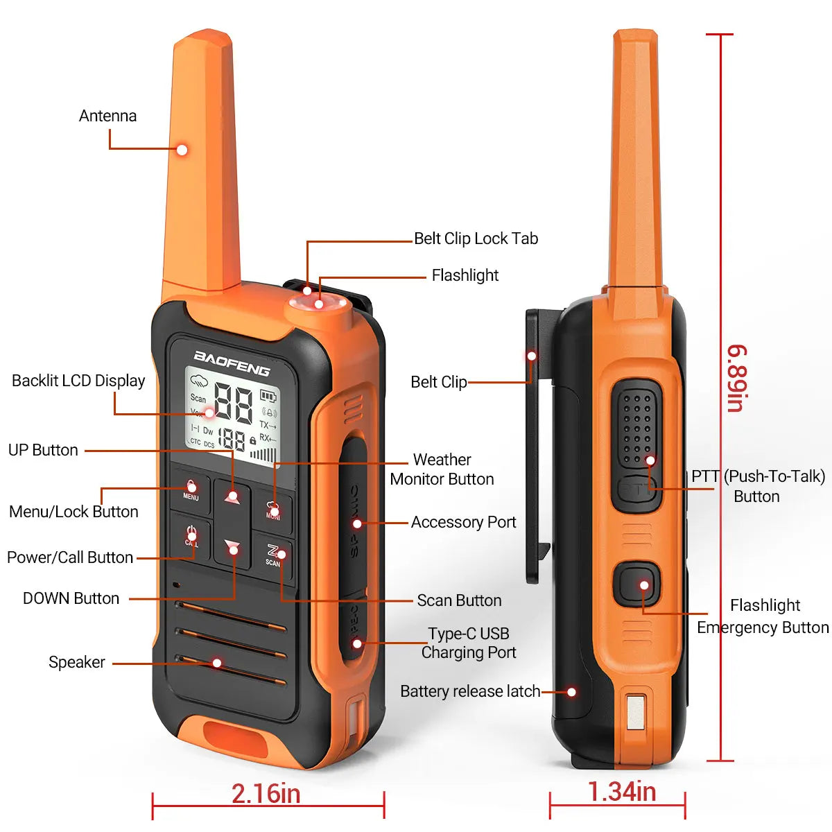 2PCS Baofeng F22 Walkie Talkie Portable Mini Communication Radio Profesional PMR446 /FRS Talkie Walkies Transceiver Radio