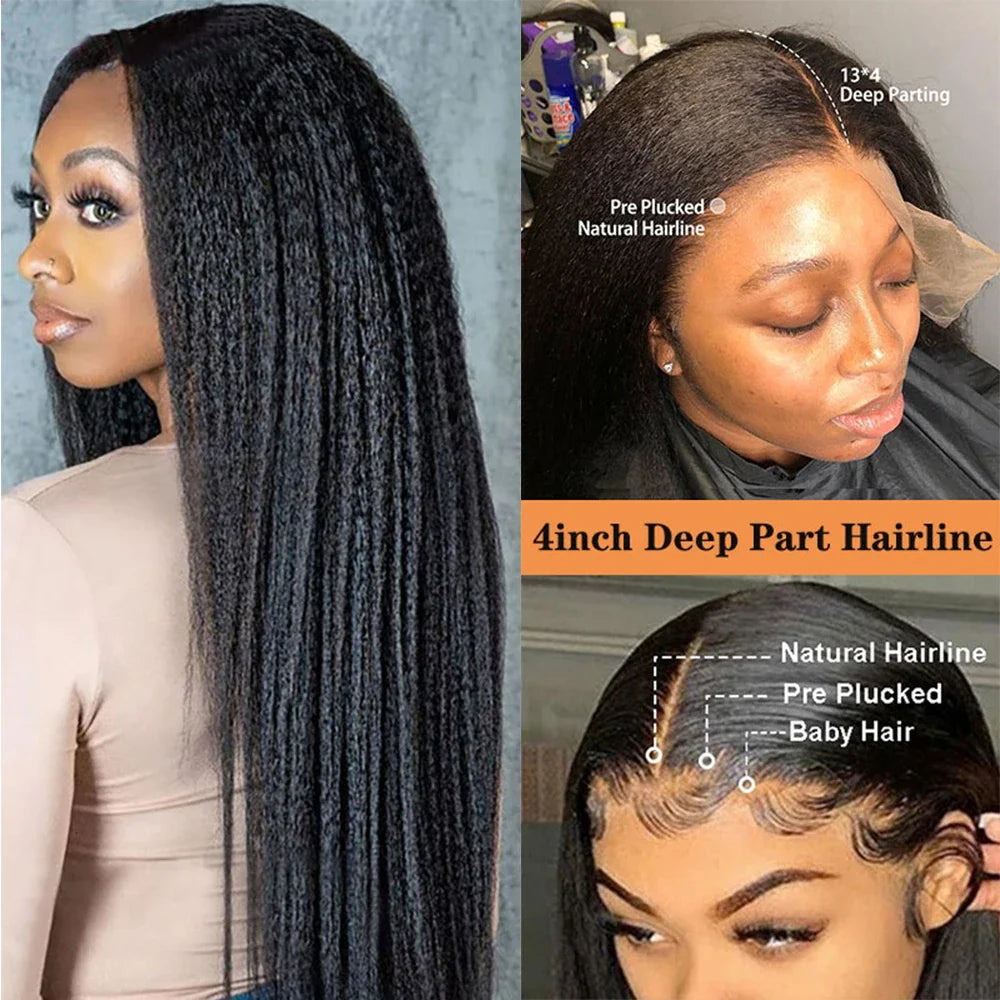 HD Transparent 13x4 13x6 Lace Frontal Wig Kinky Straight Lace Front Human Hair Wigs Pre Plucked Yaki 4x4 5x5 Lace Wigs For Women