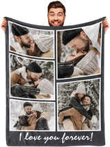 I Love You Custom Blanket with Photo Collage Text Personalized Picture Throw Blanket for Christmas Valentine's Day Birthday Gift