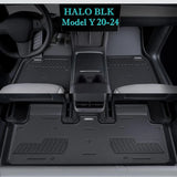 HALO BLK Car Floor Mats Compatible with Tesla Model Y 2024-2020 All-Weather Protection Model Y Dual Layer TPE Floor Liners