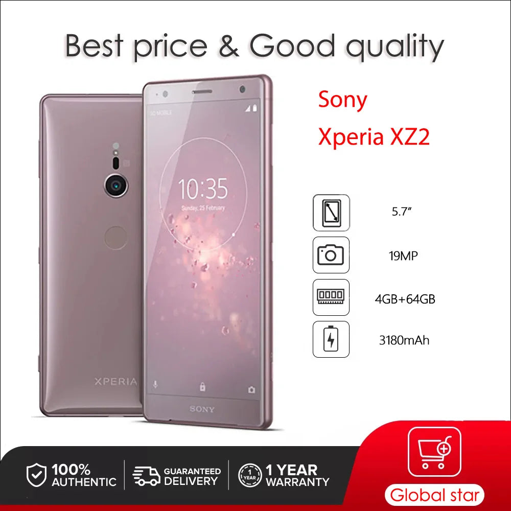 Sony Xperia XZ2 4G H8216 H8266 S0-03K Original Unlocked Octa-core 5.7" 64GB 4GB Snapdragon Cellphone 19MP Fingerprint Smartphone