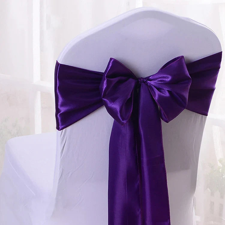 10/50/100pcs Satin Chair Sashes Wedding Chair Bow Knot Ribbon Tie For Party Hotel Event Banquet Birthday Decoration