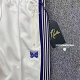 New style  Purple Stripe Needles Sweatpants Men Women White Embroidered Butterfly Awge Needles Drawstring Track Pants