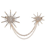 Fashion Star Alloy Rhinestones Women's Snowflake Large Brooch Jewelry Scarf Buckle Women's Tassel Chain Brooch Medal