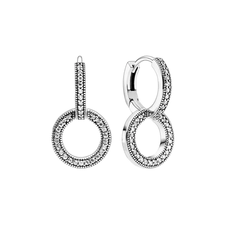 New 925 Sterling Silver Earring Pave Moments Heart Timeless Elegance Enchanted Crown Signature Earring for Women Jewelry Gift