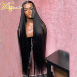 Jet Black 34'' Remy Human Hair HD Lace Frontal Wigs Preplucked Hair Straight 180% 13x6 Front Wigs Transprent Lace Hair Wigs