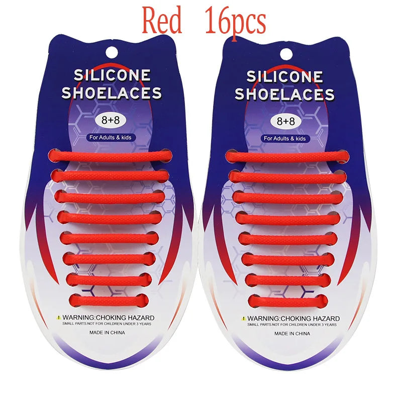 Elastic Oval Thicken Waterproof Silicone Shoelaces Hammer Laces No Tie Shoelace for Adults and Children Rubber Quick Shoelace