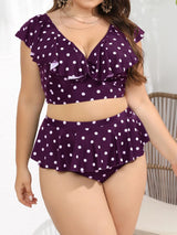 0XL - 4XL Polka Dots Bikini Large Size Swimwear Plus Size Women Swimsuit Female Two-pieces Bikini set Bather Bathing Suit V3745