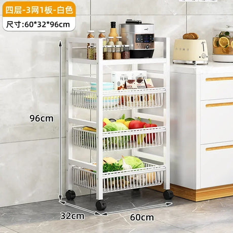 Home Kitchen Trolley Multifunction Oven Microwave Cart Moving Floor Fruit Vegetable Storage Cart Kitchen Island Trolley Cart Z