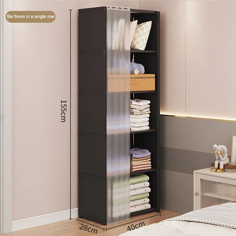 Foldable Dustproof Wardrobe 5-6Layers Portable Assembly Storage Closet Large Capacity Bedroom Clothes Simple Organizer Cabinet