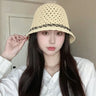 Fisherman's Hat Summer Fashion Ladies Paper Straw Bucket Hat Breathable Crochet Beach Cap Wide Brim Sun Cap