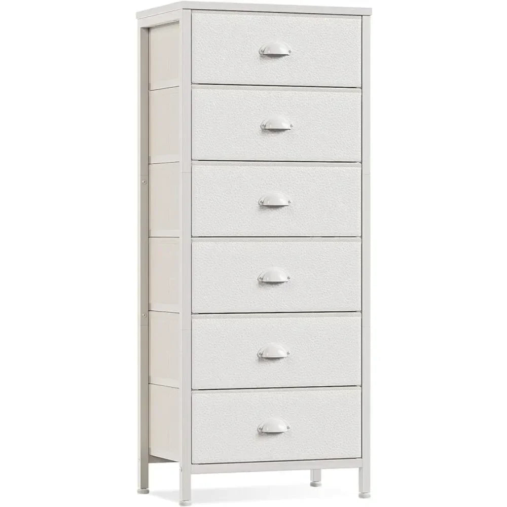 Furnulem White Dresser, Tall Storage Tower Standing Organizer with 6 Drawers for Bedroom, Office, Dorm, Living Room,