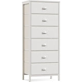 Furnulem White Dresser, Tall Storage Tower Standing Organizer with 6 Drawers for Bedroom, Office, Dorm, Living Room,