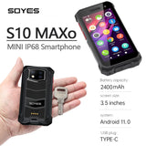 SOYES S10 MAXo 4G Rugged Mini Smartphone Android 11 3.5 Inch Quad Core 8GB+256GB 2400mAh Face ID Unlock PTT Cell Phone On Sale