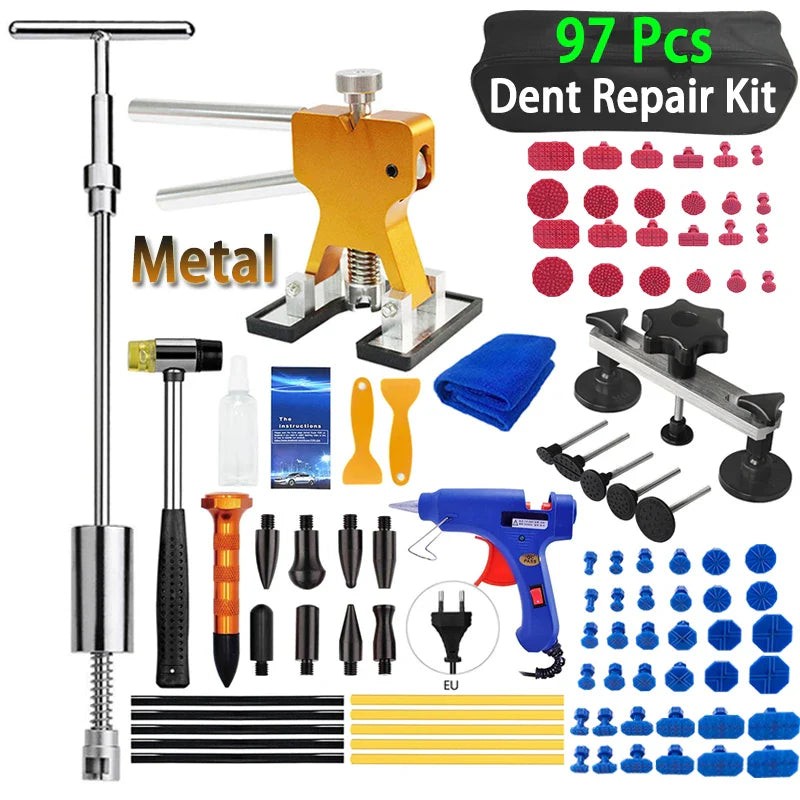 Besper Car Body Paintless Dent Repair Removal Tool Stainless Steel Push Rods Crowbar Kit Car Dent Remover Puller Garage Tool Set