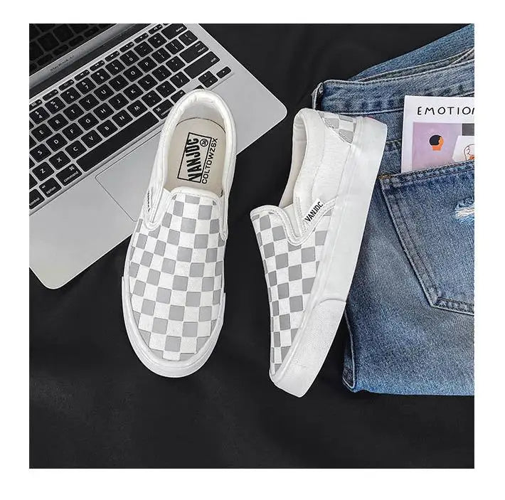 Men designer Shoes women Chessboard Casual canvas shoe Man 3M Reflective Flats Breathable  Mixed Colors Loafers lovers Sneakers