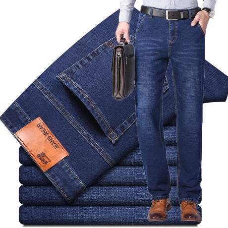 2023 New Mens Denim Casual Jeans Regular Fit Straight Leg Elasticity Pants Stretch Fashion Long Trousers Big Size 28-40