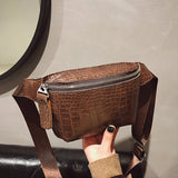 Women's Waist Bag Leather Fanny Pack Zipper Crocodile Skin Chest Pack Large Capacity Banana Bags Fashion Female Belt Bag Wallet