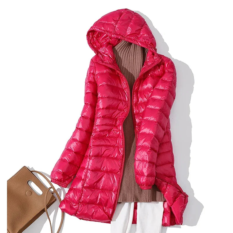 2023 Women Puffer Jackets Ultralight Duck Down Jacket New Autumn Winter Warm Portable Hooded Coat Female Windbreaker Parka