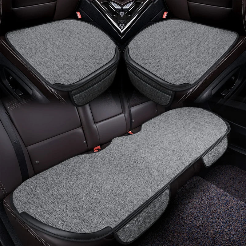 Summer Flax Car Seat Cover Front Rear Full Set Choose Auto Seat Cushion Linen Fabric Seat Pad Protector Car Interior Accessories