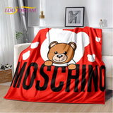 HD Cartoon Moschino Toy Bear 3D Blanket,Soft Throw Blanket for Home Bedroom Bed Sofa Picnic Travel Office Rest Cover Blanket Kid