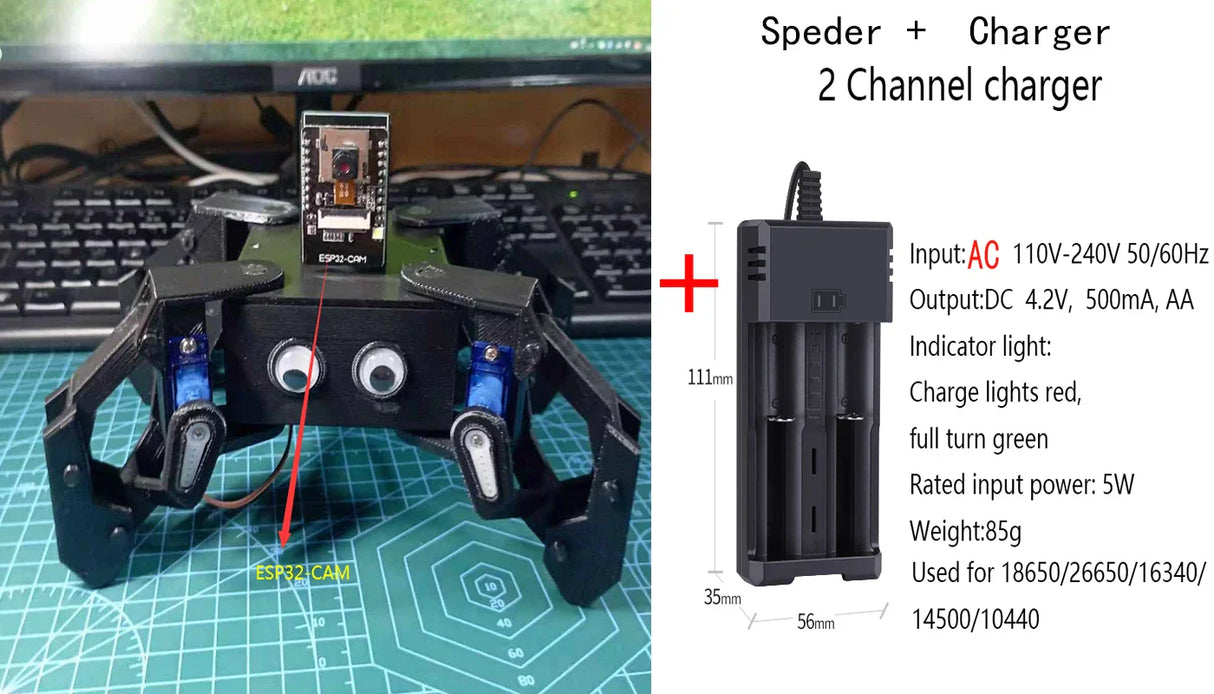 ESP8266 Robotics Kit Educational Diy Kit 4 Dof Electric Spider Robot Kit for ESP32-CAM Robot with Servo SG90 Programmable Toys