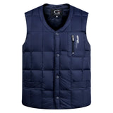 White Duck Down Vest Men Lightweight Autumn Winter Warm Padded Sleeveless Jacket Male Black Golf Fashion Casual Button Waistcoat