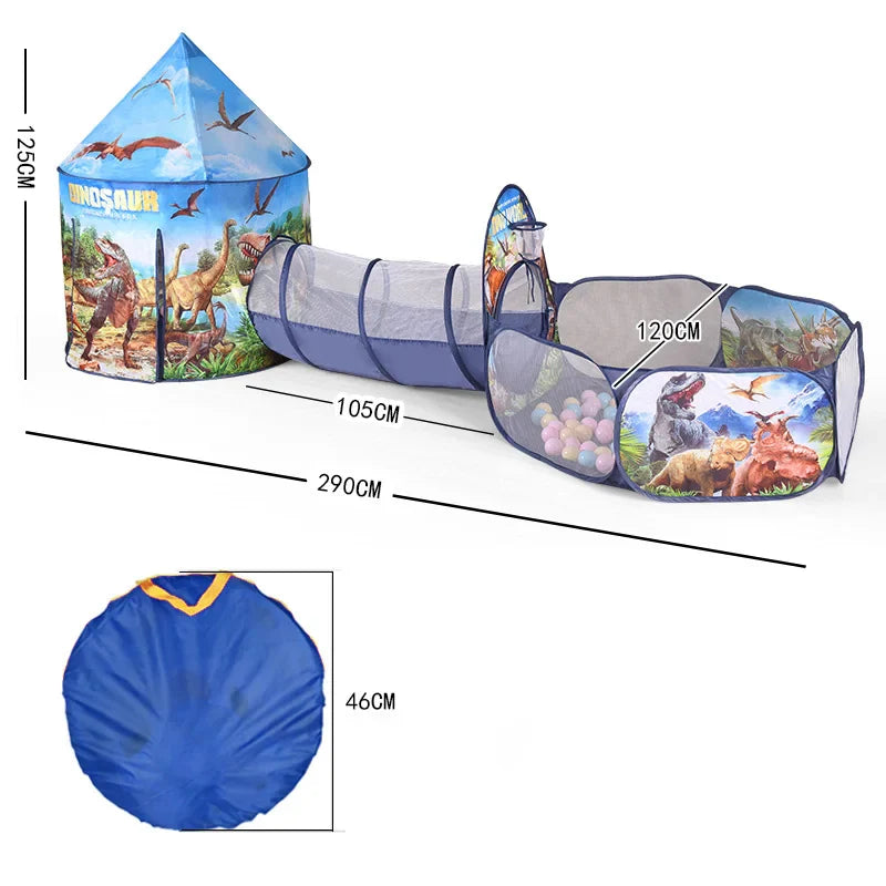 3 in 1 Portable Rocket Children's Tent Toys Camping Tent Kids Ball Pool  for Children Play House Crawling Tunnel Pop-up Tent