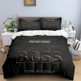 H-Hugo Boss Logo Print Bedding Sets Exquisite Bed Supplies Set Duvet Cover Bed Comforter Set Bedding Set Luxury Birthday Gift