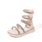 Summer Children‘s Girls Gladiator Sandals Rhinestone Crystal Princess Solf Shoes Non-slip Breathable Fashion Kids Sandals Girls