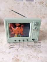 Retro Mini TV Television Watch Dollhouse Scene Model Miniature TV Model Toys Kitchen Furniture Playable video