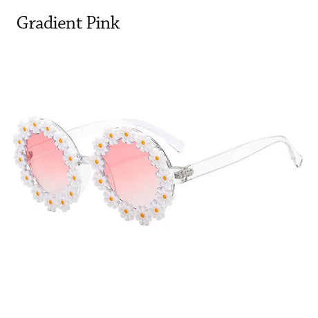 Fashion Retro Daisy Sunglasses for Women Round Flower Sun Glasses Trendy Summer Pool Beach Party Shades UV400 Eyewear