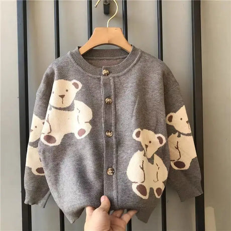 2023 Spring Autumn Fashion Jackets Children Cartoon Cardigan Knit Sweater Boys Clothes Kids Cute Baby Coats Outerwear Clothing