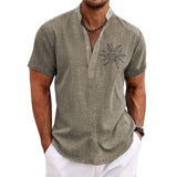 Summer Men Henley Shirt Short Sleeve Tops 3d Sun Graphic Clothing Fashion Designer Apparel Streetwear Mens Hawaiian Shirts 2023