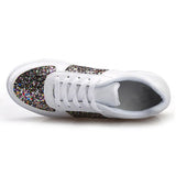 Fashion Ladies Women'S Shoes Sport Sequins Wedges Shoes Shake Silver Comfortable Sport Jogging Tennis Lace-Up Running Sneakers