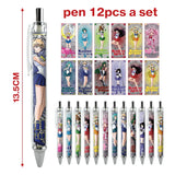 12pcs Anime Figure Sailor Moon Kawaii Cartoon Peripheral Ballpoint Pen Animation Derivatives Student Stationery Festival Gift