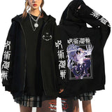 Women Men Anime Zip Hoodies Jujutsu Kaisen Plus Size Zipper Jackets Gojo Satoru Printed Sweatshirt Y2k Harajuku Unisex Hooded